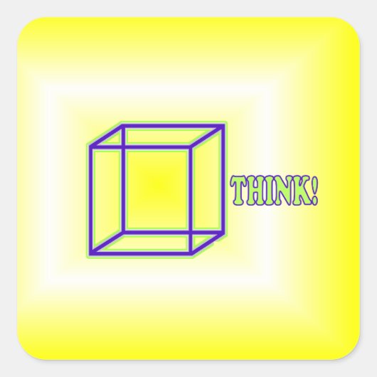 Denk buiten de doos! vierkante sticker (Voorkant)