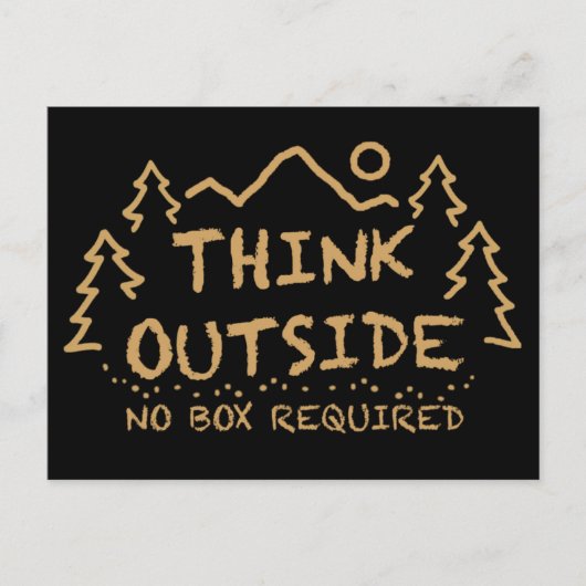 Denk buiten, Geen doos vereist Briefkaart (Voorkant)