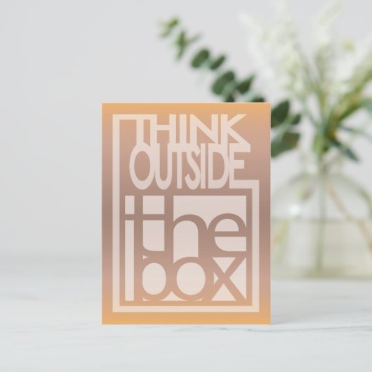 Denk buiten het ontwerp van de boxprijsopgave briefkaart (Staand voorkant)