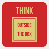Denk buiten het rode vakje aan vierkante sticker (Voorkant)