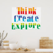 denk, creëer, verken poster (Keuken)