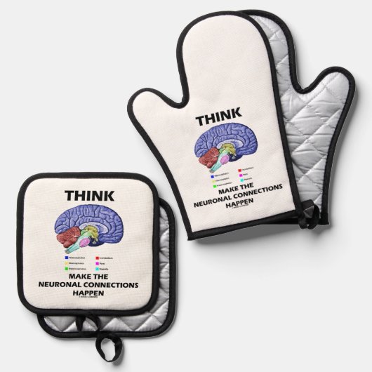 Denk dat de neuronale connecties hersenschudding v ovenwant & pannenlap set (Voorkant / Achterkant)