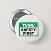 DENK EERST VEILIGHEID RONDE BUTTON 5,7 CM (Voorkant /achterkant)