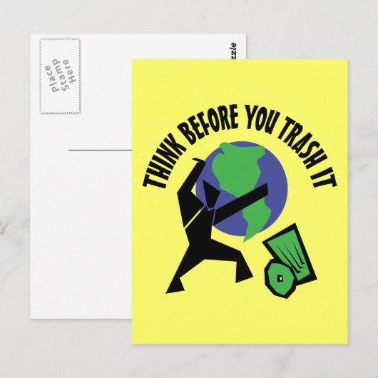 Denk er eerst over na voordat je het weggooit briefkaart (Voorkant / Achterkant)