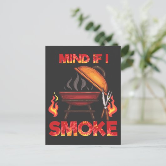 Denk eraan dat ik rook op een moker Funny BBQ-them Briefkaart (Staand voorkant)