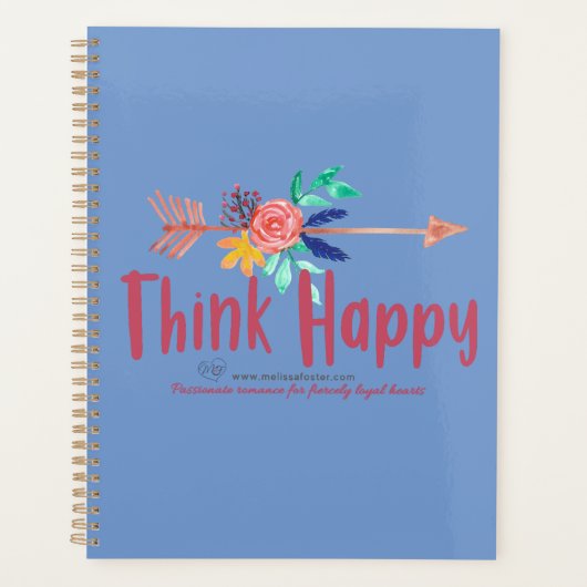 Denk gelukkig blauwe planner (22 x 28 cm) (Voorkant)