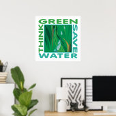 Denk groen, bespaar water poster (Thuiskantoor)