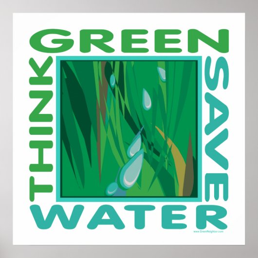 Denk groen, bespaar water poster (Voorkant)
