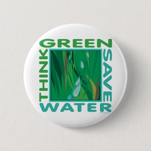 Denk groen, bespaar water ronde button 5,7 cm (Voorkant)