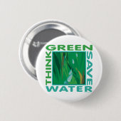 Denk groen, bespaar water ronde button 5,7 cm (Voorkant /achterkant)