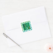 Denk groen, bespaar water ronde sticker (Envelop)