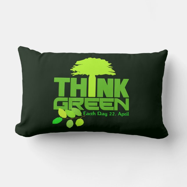 DENK GROEN (Earth Day) gooi kussen (Voorkant)