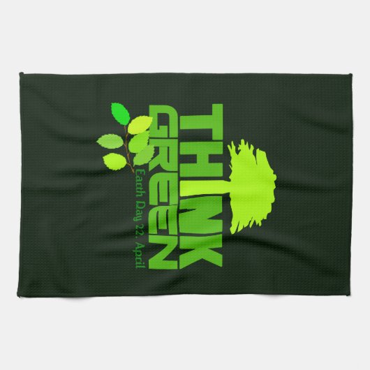 DENK GROEN (Earth Day) keukenhanddoeken (Horizontaal)
