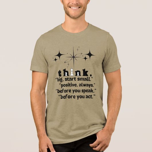Denk Groot Begin Klein Positieve Quote Motive T-sh Tri-Blend Shirt (Voorkant)