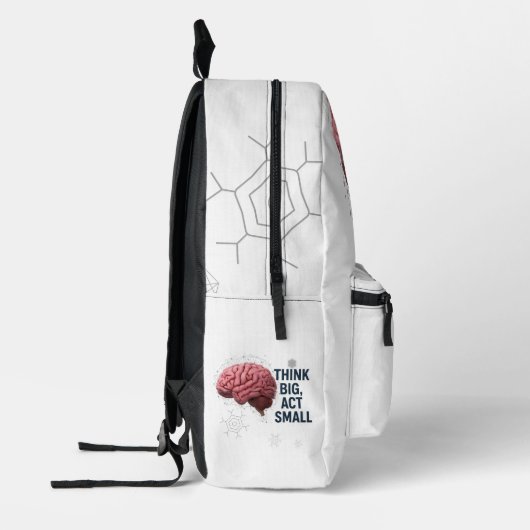 Denk groot, handel klein bedrukte rugzak (Links)