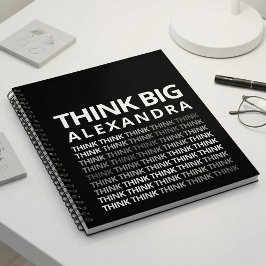 Denk Grote Typografie Mentaliteit Journaal Zwart W Notitieboek