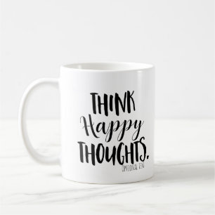 DENK HAPPY THOUGHTS GEpersonaliseerde Aangepast Koffiemok