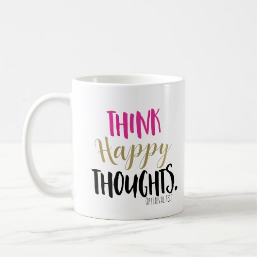 DENK HAPPY THOUGHTS Pink Gold Personal Custom Koffiemok (Links)