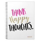 DENK HAPPY THOUGHTS Pink Gold Personal Custom Notitieboek (Voorkant)