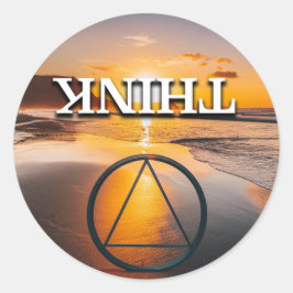 Denk Herstel Slogan Zonsopgang Ronde Sticker