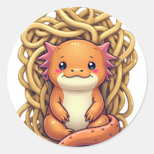 Denk hierover na Introvert Axolotl Grappige Sticke Ronde Sticker