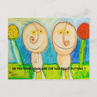 denk je dat adam en eve buikknoppen hadden ? briefkaart