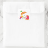 Denk lente Galoshes Bloemen Paraplu Vierkante Sticker (Tas)