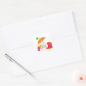Denk lente Galoshes Bloemen Paraplu Vierkante Sticker (Envelop)