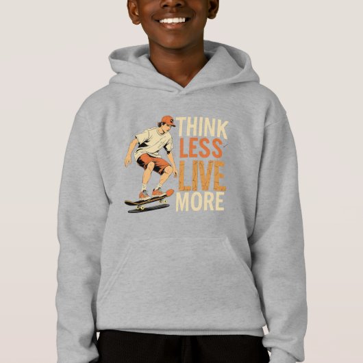 Denk minder Leef meer - Retro Skater Inspirerend (Voorkant)
