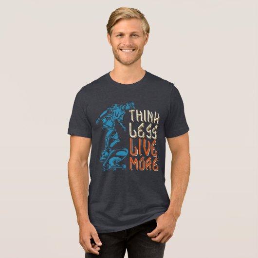 Denk minder Leef meer Tri-Blend Shirt (Voorkant volledig)