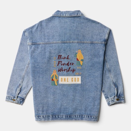 'Denk na, denk na en aanbid één goed' Denim Jacket (Achterkant)