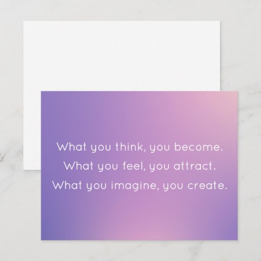 Denk na en word Paarse Gradient Buddah Quote Briefkaart (Voorkant / Achterkant)