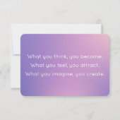 Denk na en word Paarse Gradient Buddah Quote Kaart (Voorkant)