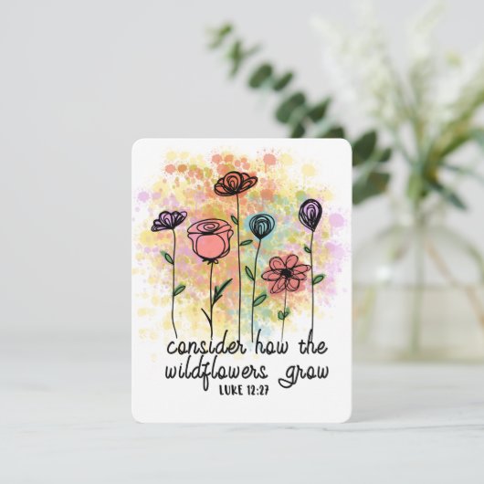 denk na hoe de wilde bloemen positieve geschenken  feestdagenkaart (Staand voorkant)