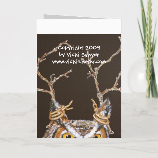 Denk na over de uilkaart feestdagen kaart (Achterkant)