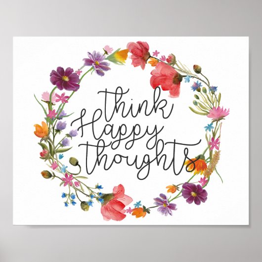 Denk na over Happy Thoughts, Inspirerend prijsopga Poster (Voorkant)