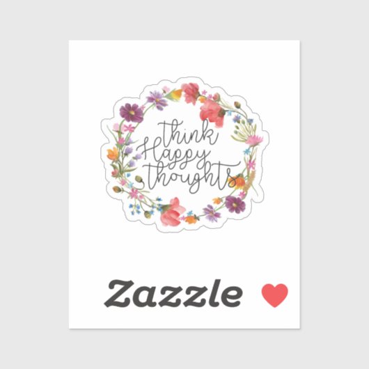 Denk na over Happy Thoughts, Inspirerend prijsopga Sticker (Vel)