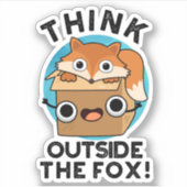 Denk na over het fox Funny Animal Pun Sticker (Voorkant)