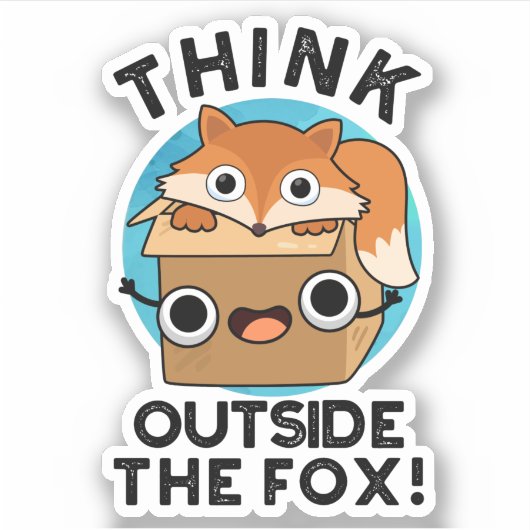 Denk na over het fox Funny Animal Pun Sticker (Voorkant)