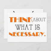 Denk na over wat nodig is, dagelijkse bevestiging feestdagenkaart (Voorkant / Achterkant)