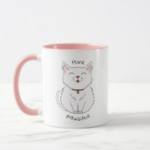 Denk na Pawsitive Cat Illustration Coffee Mok