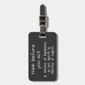 Denk na voordat je iets doet bagagelabel (Voorkant verticaal)