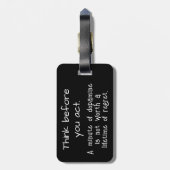 Denk na voordat je iets doet bagagelabel (Achterkant verticaal)