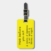 Denk na voordat je iets doet bagagelabel (Voorkant verticaal)