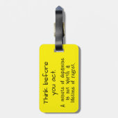 Denk na voordat je iets doet bagagelabel (Achterkant verticaal)