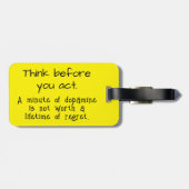 Denk na voordat je iets doet bagagelabel (Achterkant horizontaal)