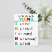Denk na voordat je spreekt briefkaart (Staand voorkant)