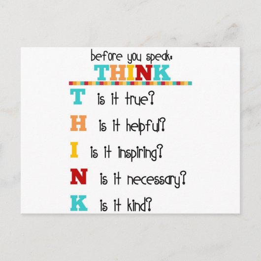Denk na voordat je spreekt briefkaart (Voorkant)