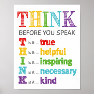 Denk na voordat u Classroom Anti-Bully-Poster spre Poster