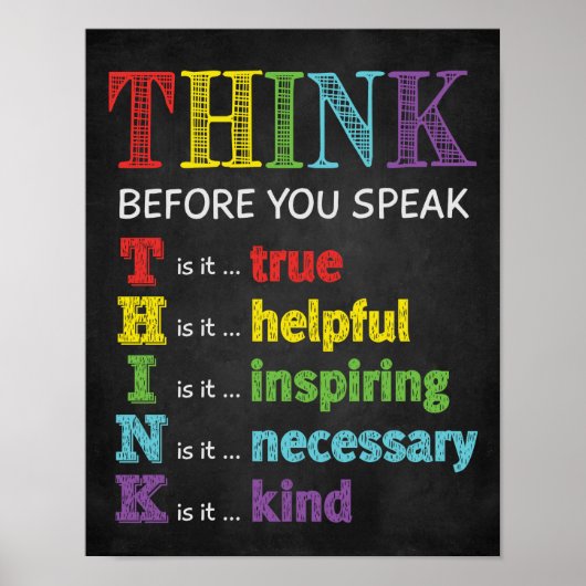 Denk na voordat u Classroom Anti Bully spreekt Poster (Voorkant)